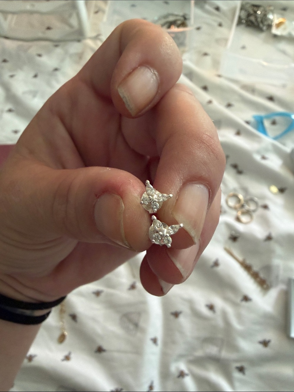 Classic White Gold Cubic Zirconia Stud Earrings - Women Jewelry